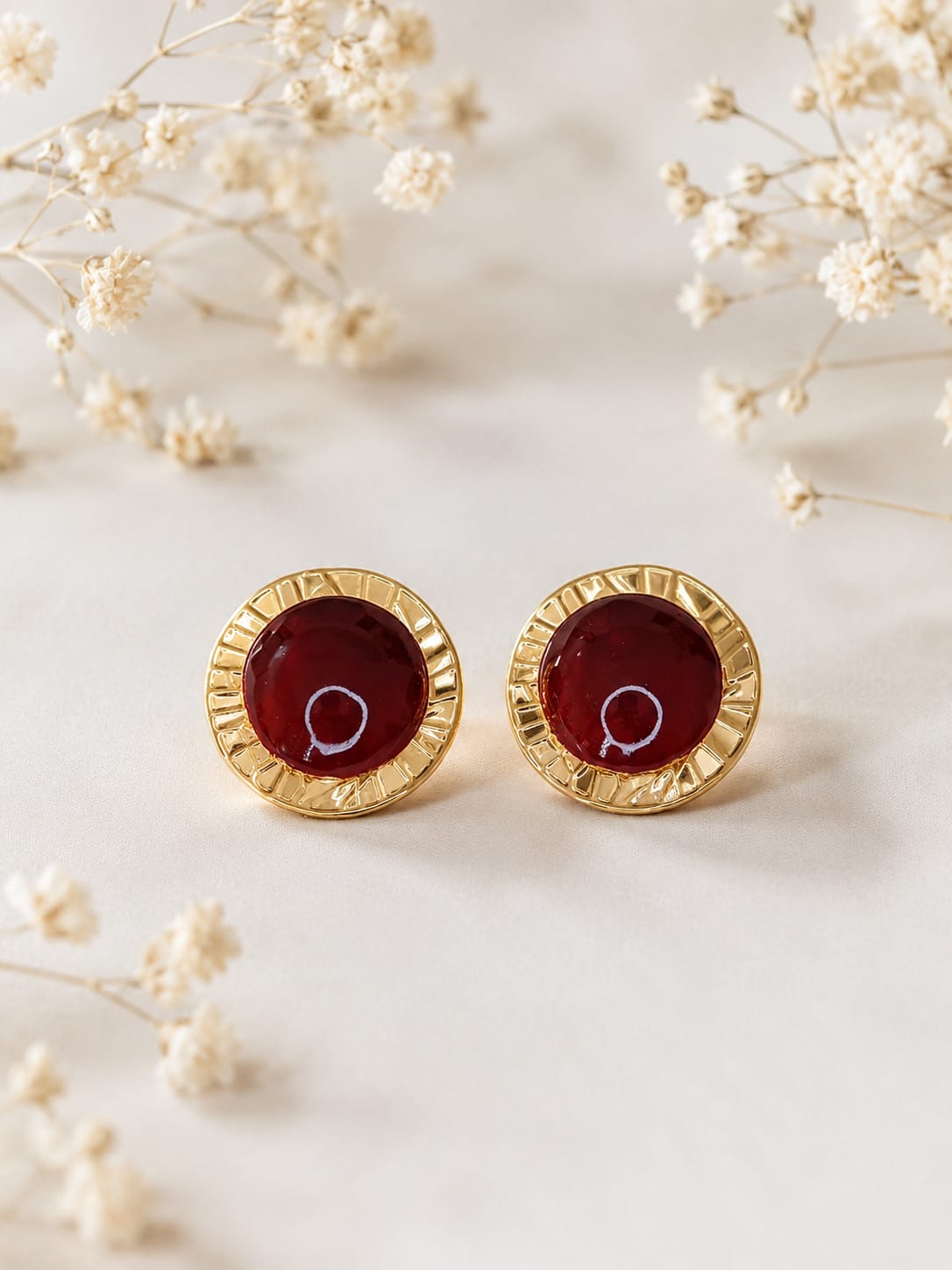Bordo Işıltı Küpe