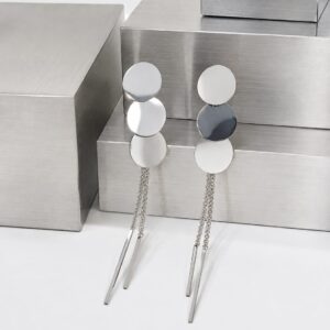 Modern Üçlü Disk Zincir Küpe